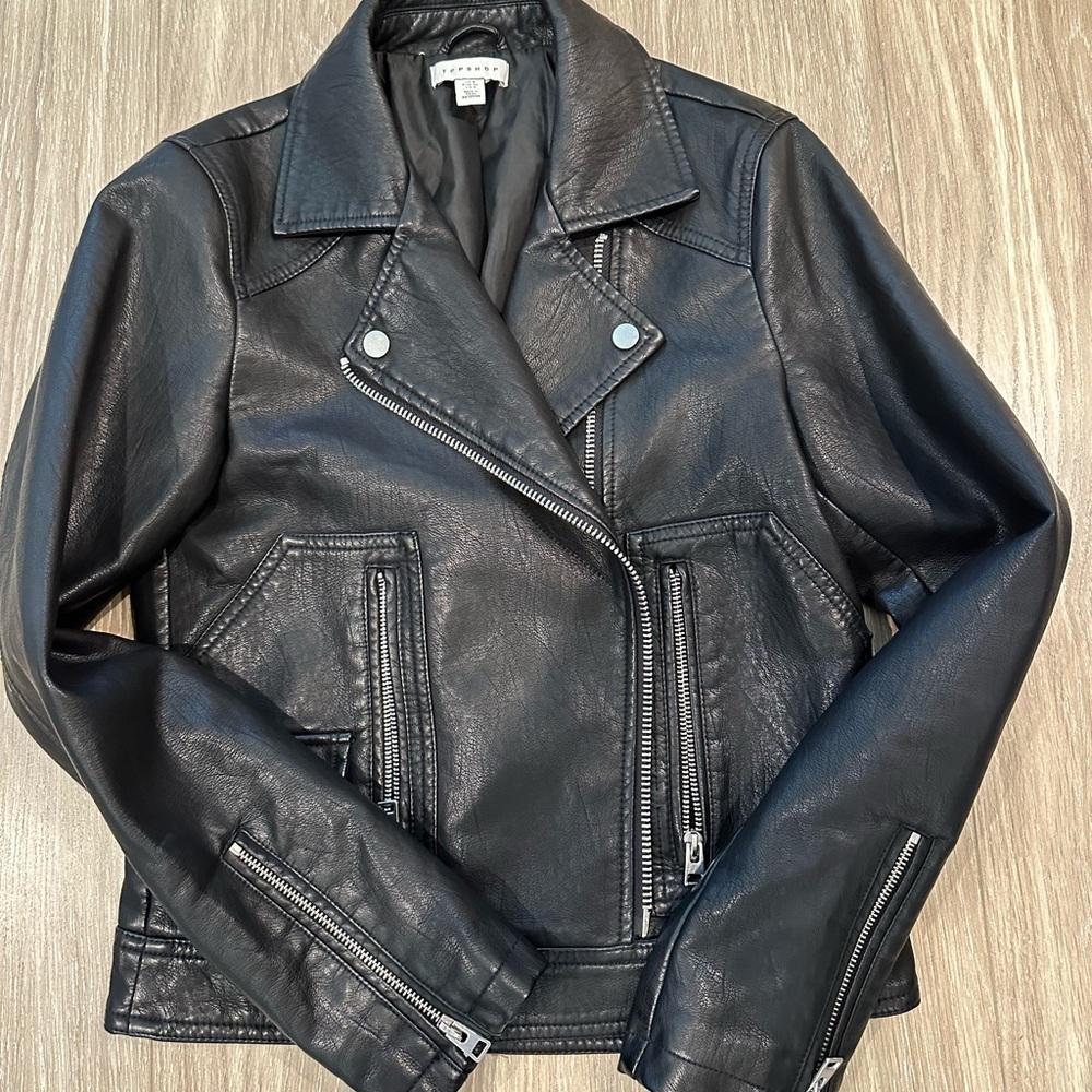 Topshop Vegan Leather Moto Jacket